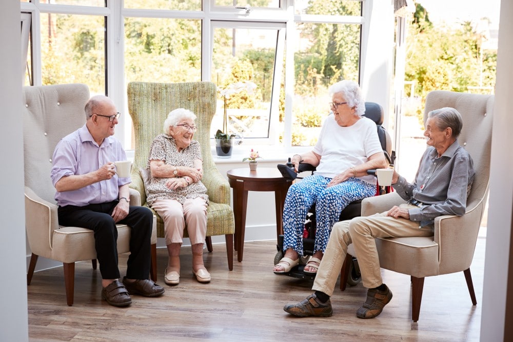 Group of seniors socializing together