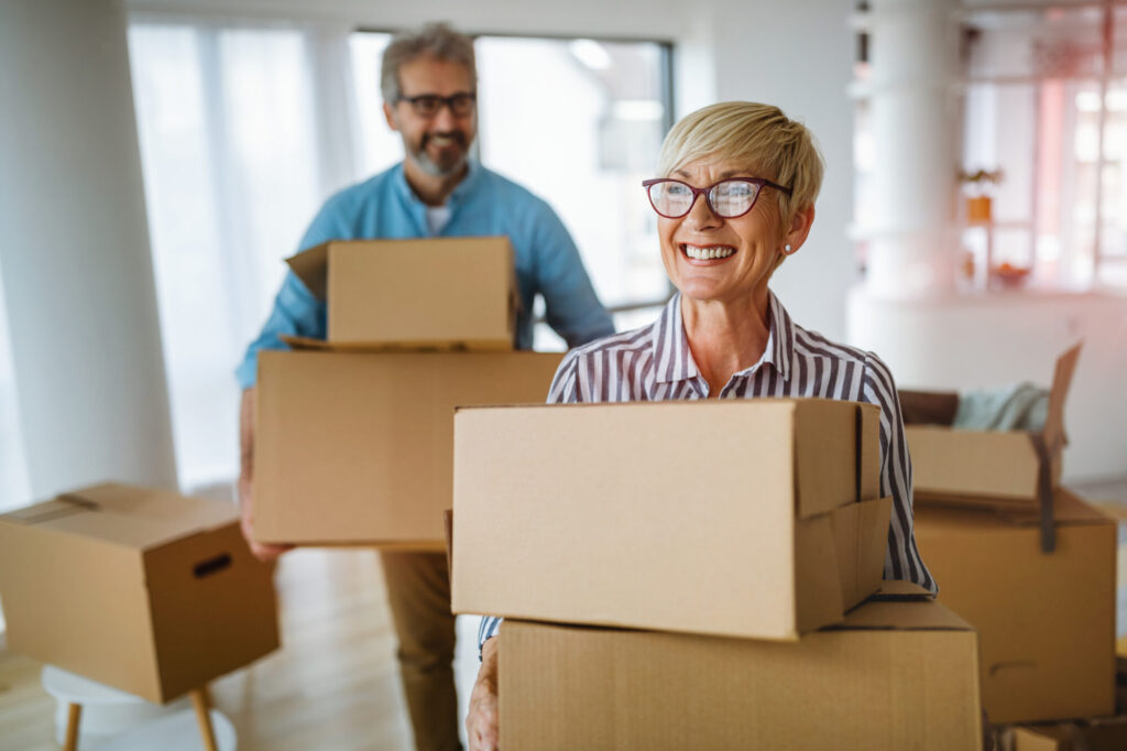 senior woman packing her house